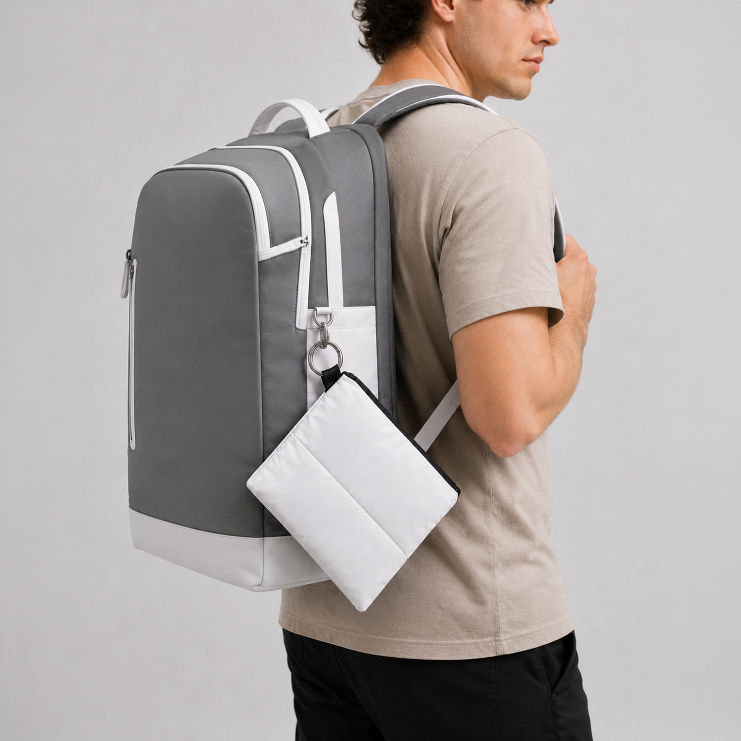 Органайзер для мелочей Superbag Bubble, стёганый, на молнии, с креплением на кольцо-карабин (белый)