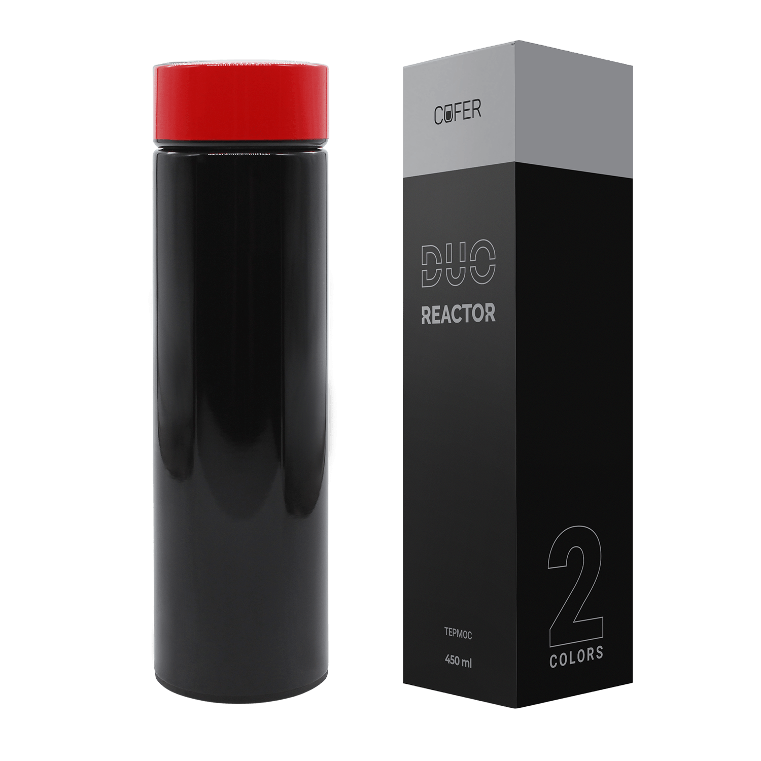 Термос Reactor duo black с датчиком температуры (черный с красным)