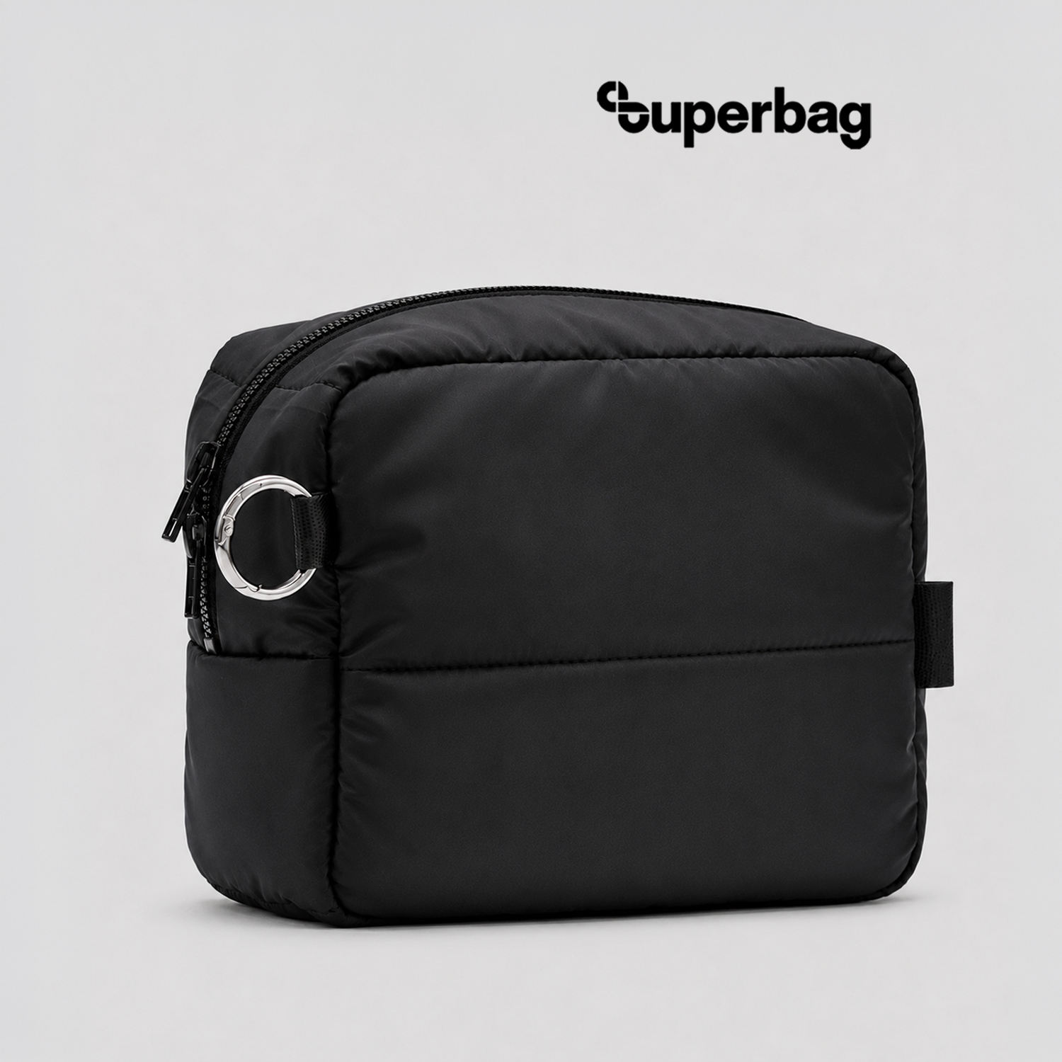 Несессер Superbag Bubble, стёганый, на молнии, с креплением на кольцо-карабин (черный)
