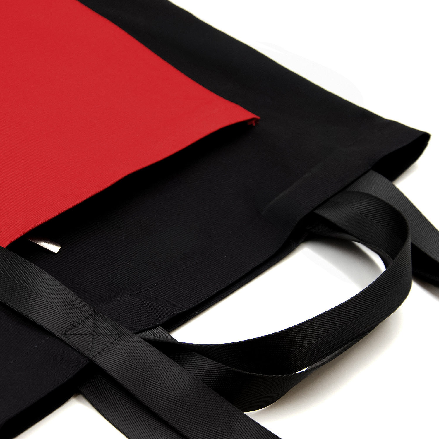 Шоппер Superbag Big Pocket, с карманом на молнии (черный с красным)