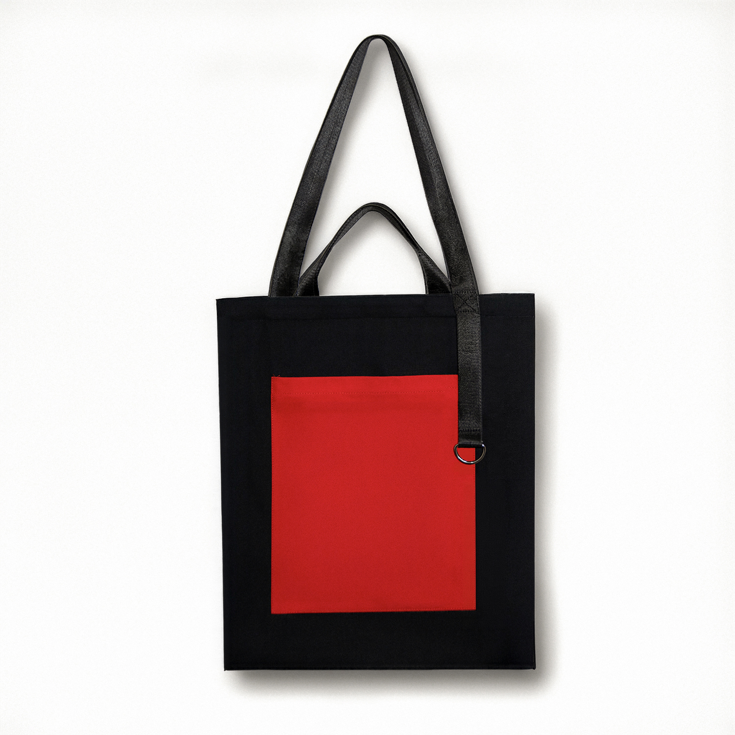 Шоппер Superbag Big Pocket, с карманом на молнии (черный с красным)