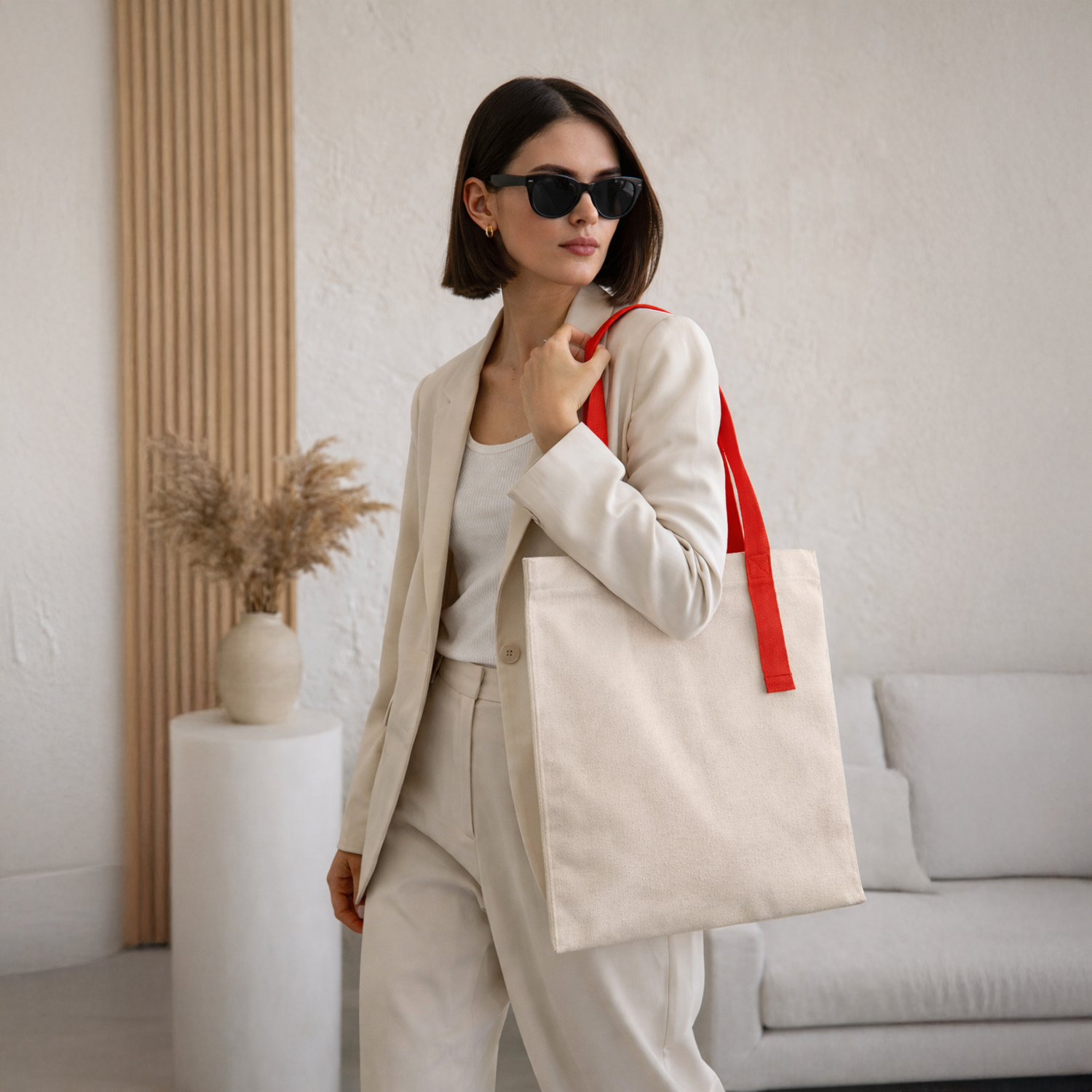 Шоппер Superbag Light, с внутренним креплением-полукольцо (неокрашенный с красным)