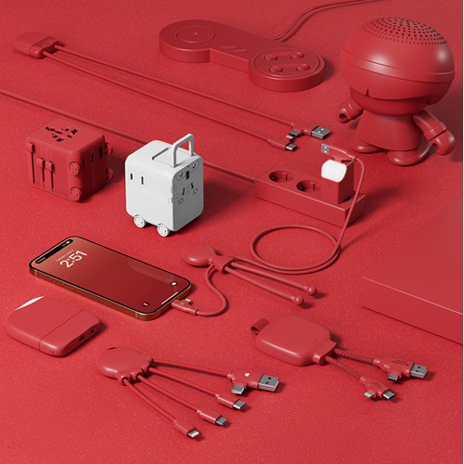 Универсальный адаптер Xoopar Luggie со встроенными вилками типов EU, UK, US и AUS