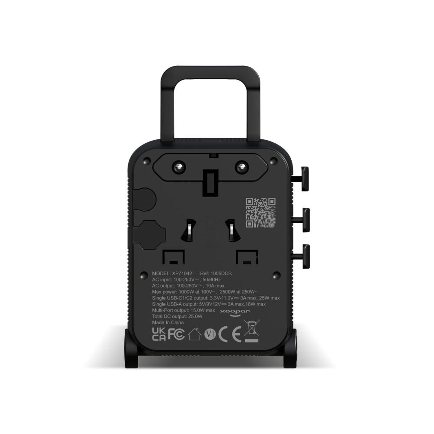 Универсальный адаптер Xoopar Luggie со встроенными вилками типов EU, UK, US и AUS